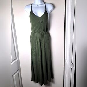Silence + noise wide leg jumpsuit ribbed green cross back